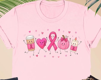 Fall Breast Cancer Awareness Doodle Shirt, Pink Fall Shirt, Pink Ribbon Shirt, Fall Awareness Tee, Breast Cancer Support Shirt, Cancer Gifts