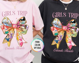Comfort Colors® Disney Girls Trip Shirt, Coquette Bow Girls Shirt, Disney Princess Shirt, Princess Birthday Tee, Princess Trip, Location Tee