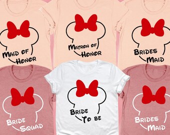 Disney Bridal Party Shirts, Custom Bachelorette Shirts, Disney Bride Maid of Honor Shirt,  Disney Bride Trip, Bride Squad, Bridesmaid Gift