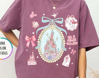 Comfort Colors® Disney Magical Castle Coquette Bow Shirt, Disney Girls Trip T-shirt, Disney Women Tee, Disneyland Vacation,Magic Kingdom Tee