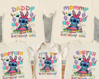 Stitch Birthday Family Shirt, Custom Stitch Birthday Shirt, Family Birthday Matching, Stitch Birthday Girl Shirt, Kids Stitch Birthday Shirt