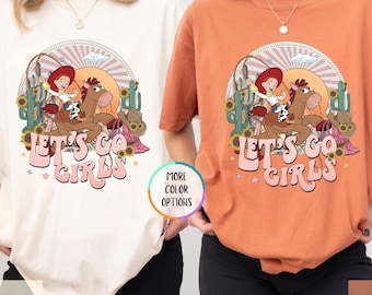 Comfort Colors® Retro Disney Toy Story Jessie and Bullseye Let's Go Girls T-Shirt, Disney Let's Go Girls Shirt, Long Live Cowgirls Shirt