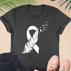 Blindness Feather Ribbon Shirt, White Ribbon Shirt, Blindness Awareness Sweatshirt, Blindness Warrior Shirt, Blindness Support Sweatshirt
