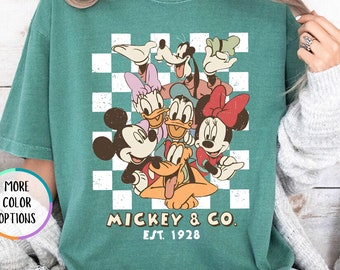 Comfort Colors® Mickey and Co 1928 Shirt, Mickey And Friends Shirt, Disneyworld Shirts, Disney Family Shirts, Disneyland Vacation, Checkered