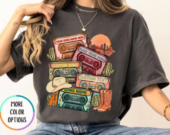 Comfort Colors® Cassette Tape Shirt, 90s Country Cassette Tape Tee,Custom Song Name Shirt,Country Music Shirt, Country Girl Gift,Music Lover