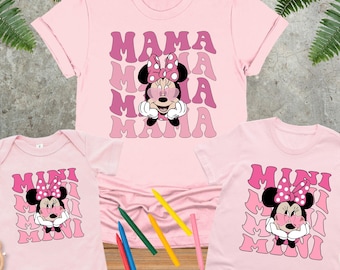 Mama and Mini Matching Disney Shirts, Mom and Daughter Tee, Cute Pink Minnie Mouse, Mommy and Me Tshirts, Disney Vacation Gift, Minnie Head