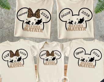 Custom Hakuna Matata Disney 2026 Shirt, Custom Disney Family Shirt, Disney Vacation Tee, Family Matching Gift, Disney Animal Kingdom  Shirt