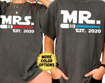 Comfort Colors® Custom Disney Shirt, Star Wars Mr. And Mrs. Shirt, Star Wars Couple Shirt, Honeymoon Shirts, Just Married, Husband And Wife