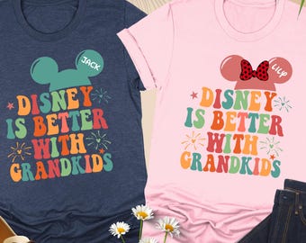 Disney Is Better With Grandkids Shirt, Custom Grandkids Name Shirt, Funny Disney Grandparent Shirt, Disney Magical Family Vacation Shirts