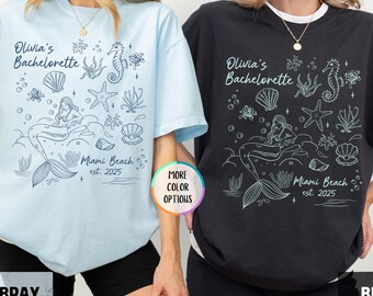 Comfort Colors® Custom Mermaid Bachelorette Shirts, Beach Bachelorette Tee, Coastal Bachelorette Shirts, Tropical Bach Party Gift, Girls Tee