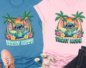 Disney Stitch Summer Vibes Shirt, Trendy Beach Vibes Tee, Disney Summer Shirt, Disney Vacation Shirt, Disney Family Trip, Summer Vacation