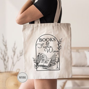 Books And Faerie WineTote Bag, Book Lover Tote Bag, Reader Bag, Books Tote Bag, Book Reader Gift, Bookish Tote, Bookworm Tote Bag, Book Tee