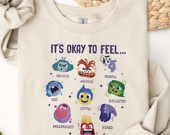 It&#39;s Okay To Feel All the Feels Sweatshirt, Mental Health Sweatshirt, Inside Out 2 Sweatshirt, Disney Movie Sweater, Emotional Sweatshirt