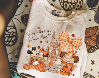 Mickey Minnie Fall Vibes Sweatshirt, Fall Vibes on Main Street Hoodie, Magical Castle Fall Sweatshirt, Disney Fall Trip Hoodie, Autumn Gifts