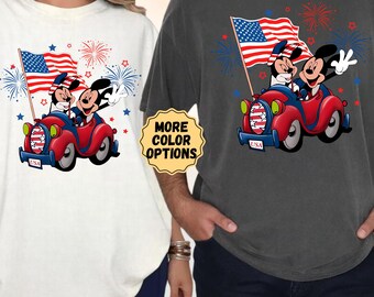 Comfort Colors® Disney Mickey and Minnie 4th Of July Shirt, Disney Patriotic Shirt, 4th Of July Couple Shirt, Mickey and Minnie USA Shirt