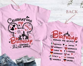 Personalized Epcot Celebrating My Birthday Around The World Shirt, Epcot Birthday Shirt, Disney Birthday Party, Disneyland Epcot Tour Shirt