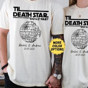 Comfort Colors® Custom Star Wars Wedding Shirt, Til Death Star Do Us Part Shirt, Star Wars Couples Shirt, Just Married Shirt, Mr Mrs Shirt