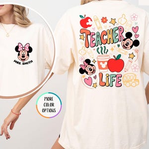Comfort Colors® Disney Teacher Life Shirt, Custom Teacher Shirt, Disney Back to School Teacher Shirt, Minnie Mouse Teacher Tee, Teacher Gift