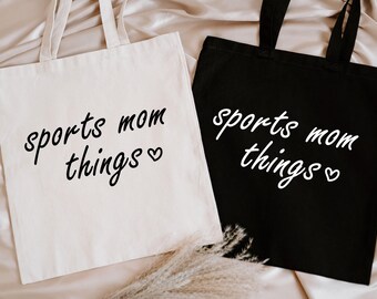 Sports Mom Things Tote Bag, Game Day Tote Bag, Sports Mom Bag, Football Mom Bag, Baseball Mom Bag, Sports Lover Gift, Sports Player Mom Bag