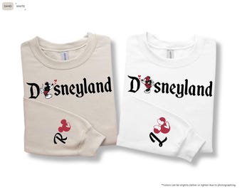 Custom Couple Matching Disney Sweatshirt, Personalized Lover Mickey and Minnie, Disney Lover Valentines Day Gift, Disneyland Valentines Trip