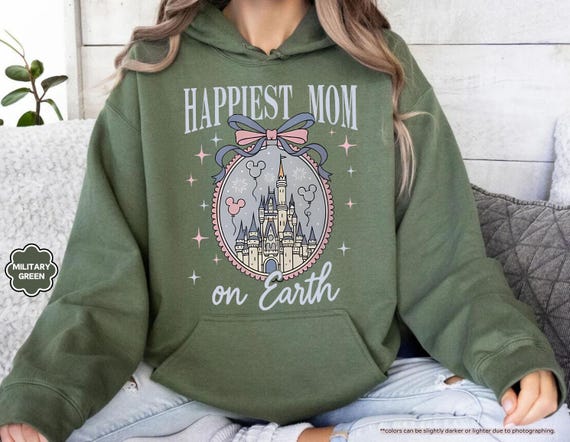 Happiest Mom On Earth Hoodie, Coquette Bow Mom Sweatshirt, Mother's Day Gift Idea For Mom, Coquette Disney Castle Sweat, Mom Birthday Hoodie