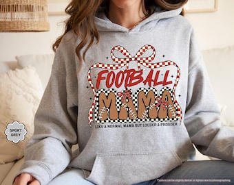Coquette Football Mama Hoodie, Football Season Sweatshirt, Football Mom Gift, Checkered Football Sweat, Football Lover Gift, Game Day Sweat