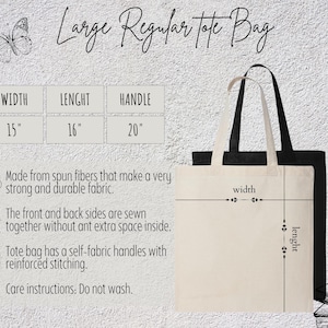 a large tote bag is shown with measurements