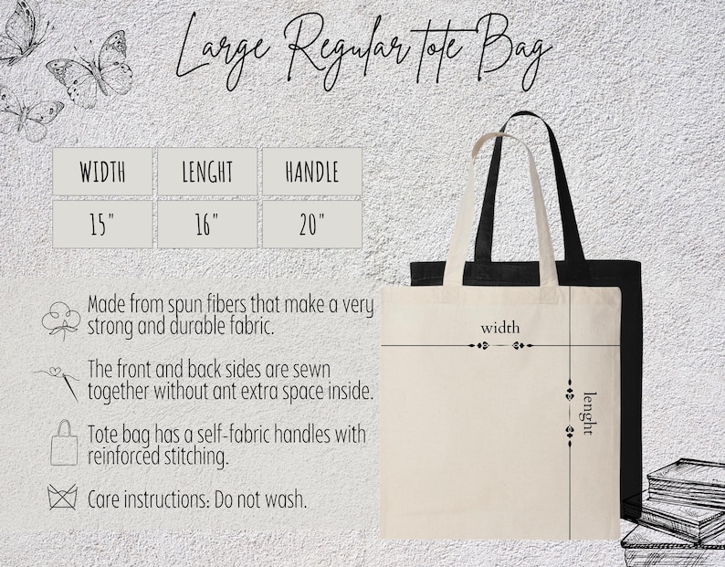 a large tote bag is shown with measurements