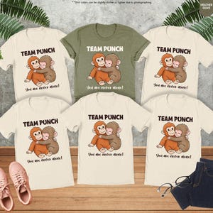Camiseta de mono viral del Team Punch, camiseta de mono bebé Punch, camiseta de mono de moda, camiseta casual unisex, camiseta con humor animal, camiseta de amigos a juego imagen 7