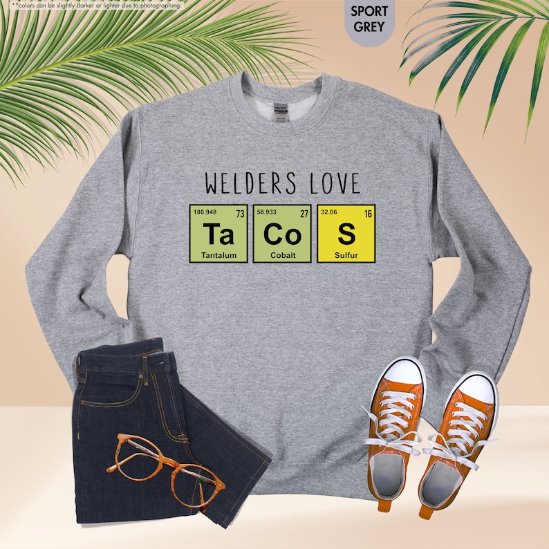 a sweatshirt with the words welders love and a pair of sneakers