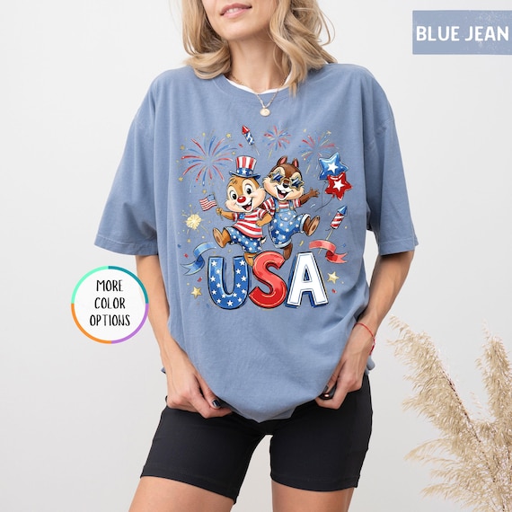 Comfort Colors® Disney 4th of July Shirt, Chip and Dale USA Patriotic Shirt, Fourth of July Tee, Red White and Blue USA Tee, USA 250th Shirt