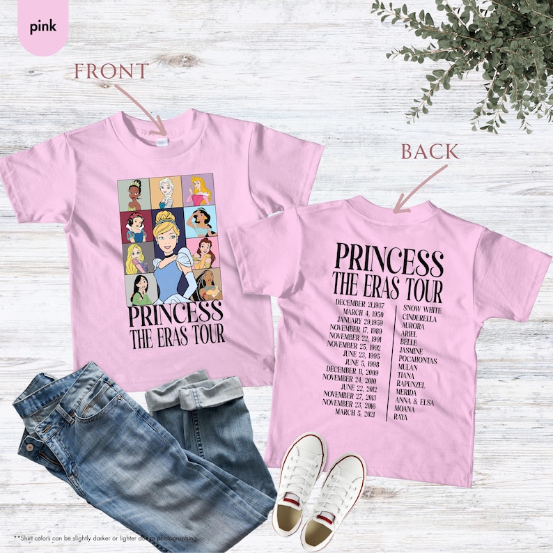 Princess Eras Tour Shirt, Disney Kids Trip, Disney Princess Shirt, Disney Princess Birthday Trip, Eras Tour Tee, Girl Trip Shirt, Kids Tees image 8