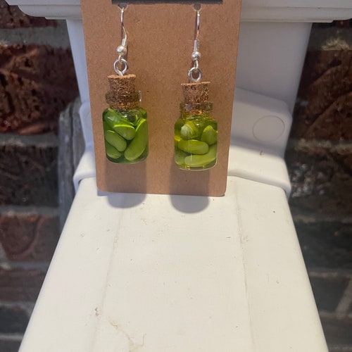 Boucles d'oreilles moyennes en bocal de cornichons : Boucles d'oreilles originales, Boucles d'oreilles aliments