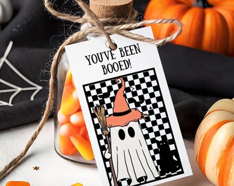 Retro Halloween Boo Bag Tags: Printable Ghost Treat Tags (Digital Download)