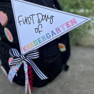 First Day of Kindergarten Pennant Flag: Patch Font (Digital Download)