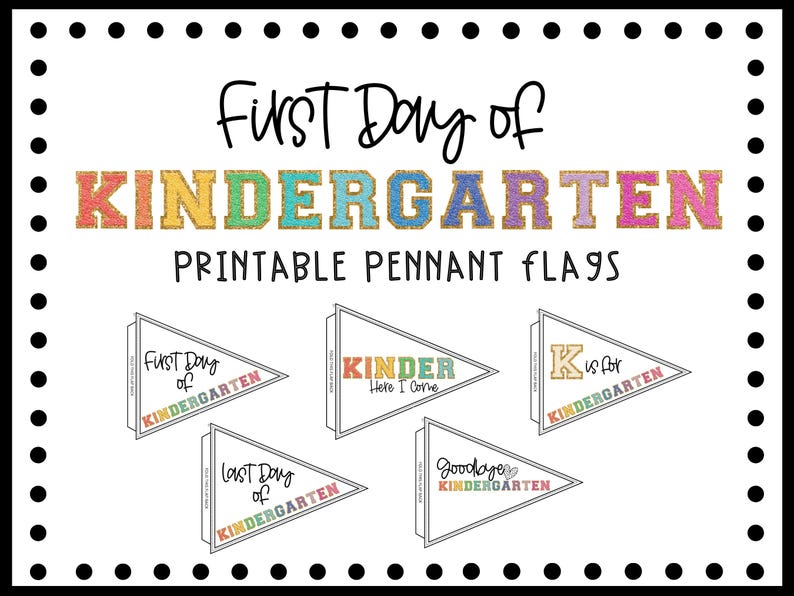 First Day of Kindergarten Pennant Flag: Patch Font (digital Download ...