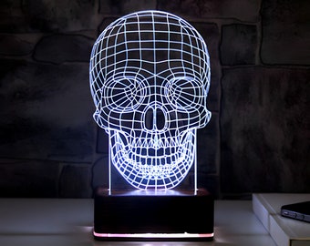 3D Skull LED Night Light, Multi-Color Changing Acrylic Glass Decorative Lamp with Remote Control, Desk Lamp for Home Office Decor