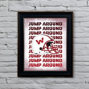 UW Madison Jump Around Art | University of Wisconsin | WI Badgers Football | Digital Print | Office Bar Dorm Poster | Gallery Wall Artwork