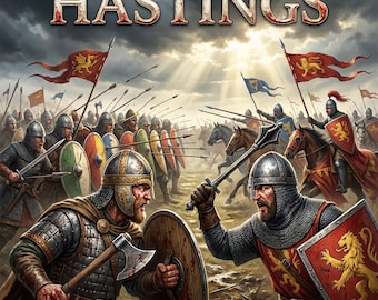 Medieval battle of Hastings, wargame map and miniatures, complete board game
