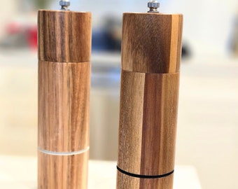 Wooden salt and pepper grinder set