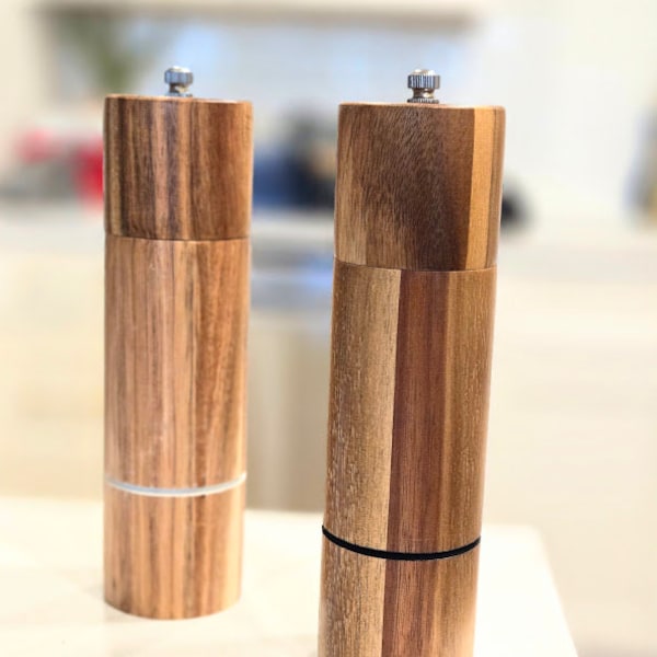 Wooden salt and pepper grinder set