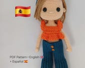 Amigurumi Girl Doll Pattern: PDF Tutorial 22 cm English and spanish