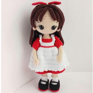 Mila Crochet Doll Pattern with Dress & Apron (English/Spanish PDF)