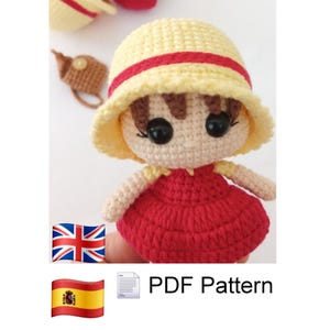 Mini Doll Amigurumi Crochet Pattern PDF | Patrón Muñequita Amigurumi Ganchillo | English & Spanish Tutorial | 11 cm Easy -Intermediate Level