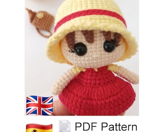 Amigurumi Doll Crochet Pattern: English and español (11 cm) PDF Tutorial DIY Toy