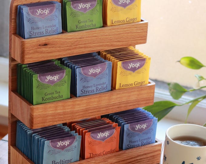 Wooden Tea Organizer With Wall Mount for Tea Storage | Modern Teabag ...