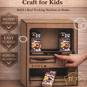 ¡Construye tu propia máquina expendedora de cartón! ¡Capacidad para 3 mini cajas de refrigerios! (Descarga en PDF) Juguete de papel imprimible.