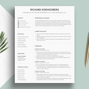 Plantilla de currículum vitae profesional moderno CV Canva creativo Currículum vitae funcional minimalista simple Carta de presentación de formato limpio
