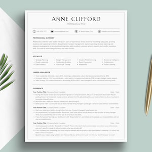 Creative ATS Compliant Resume Template Professional Canva CV Simple Minimalist Functional Curriculum Vitae Clean Format Cover Letter