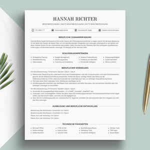 Plantilla de currículum alemán Compatible con ATS Canva CV Sencillo Minimalista Formato limpio Carta de presentación Elegante Una columna Sin formato de diseño fotográfico DE
